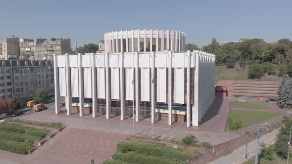 Ukrainian House on the European Square in Kyiv. Ukraine. Aerial View