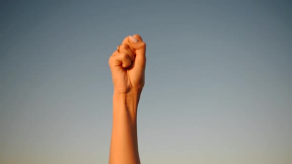 Feminist Woman Hand Clenched Into Fist Protests