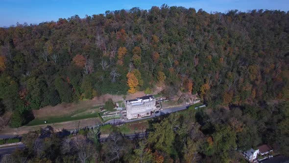 Aerial views of Berkeley Springs, WV revealing the intimacy and grandness of the mountains and count