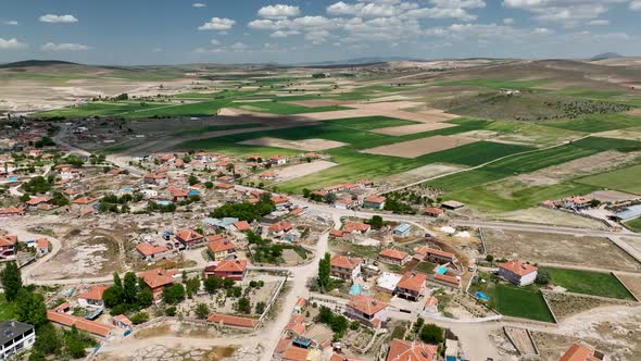 Red roof village aerial view 4 K Turkey