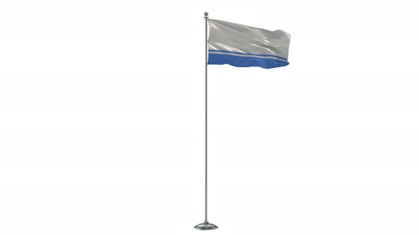 Altai 3D Illustration Of The Waving flag On Long  Pole With Alpha