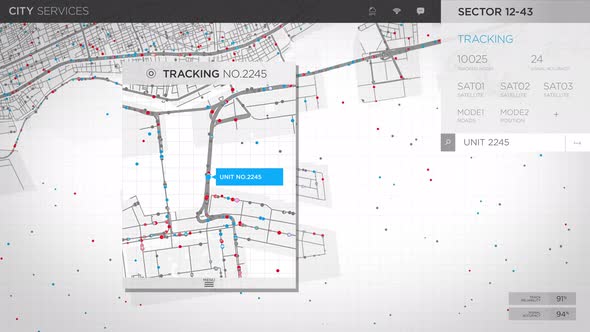Smart Map Navigation Computer Interface Scans Destination Of Car Route alt