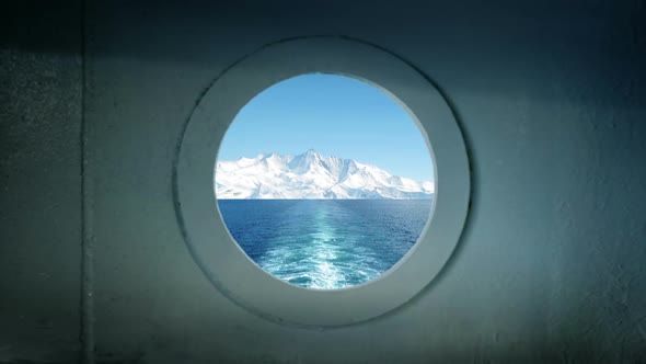 Porthole View Traveling In Arctic Ocean