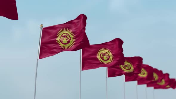 Kyrgyzstan Row Of Flags 