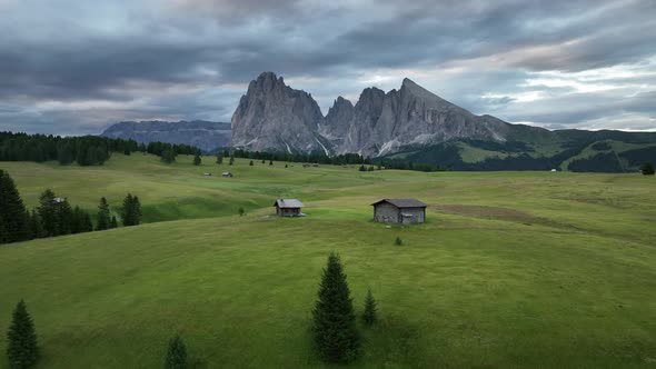 Beautiful cloudy day in the Dolomites mountains