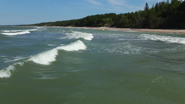 Fast Slow Motion Drone Fligh Above Turquoise Sea Waves