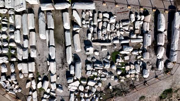 Ruins of an ancient city aerial view