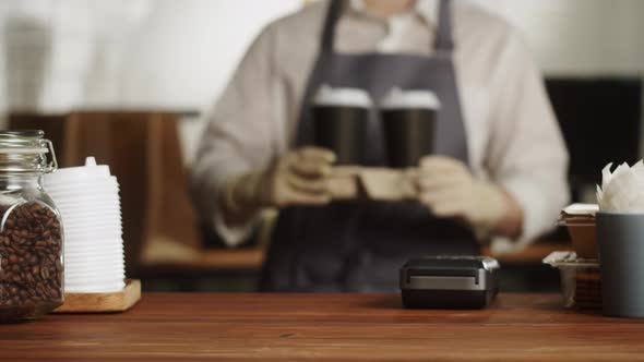 Paying with Smartphone Closeup Using NFC Technology in a Restaurant