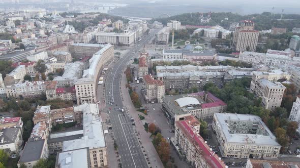 Cityscape of Kyiv, Ukraine. Aerial View, Slow Motion