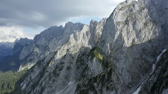 Aerial View of Mountain Ridge of Dachstein Summit in Gosau in Upper Austria