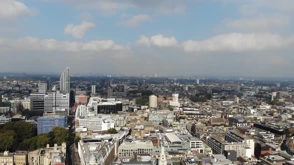 Aerial view of Shoreditch and Old Street Station on a sunny day in London