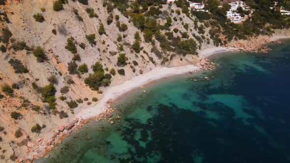 Ses Boques beach in Ibiza, Spain