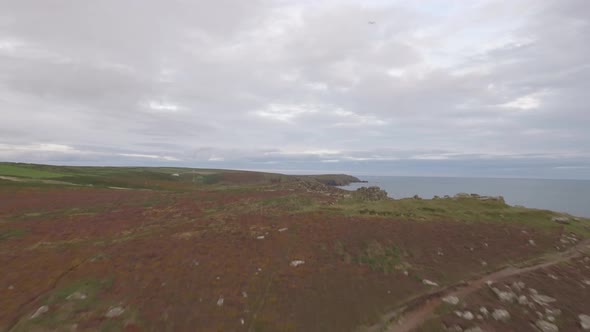 Cornwall coastline with cliffs and ocean waves