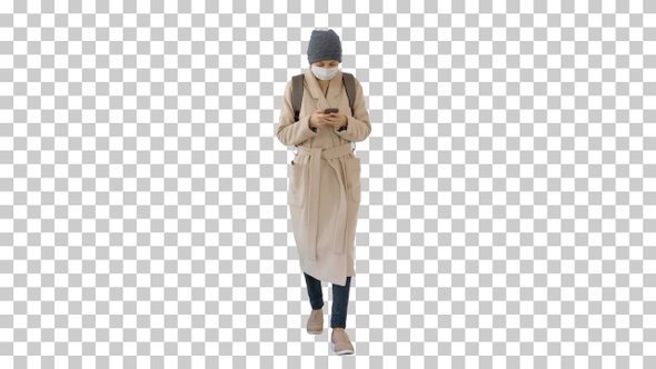 Woman Dressed in A Coat Wearing Medical, Alpha Channel