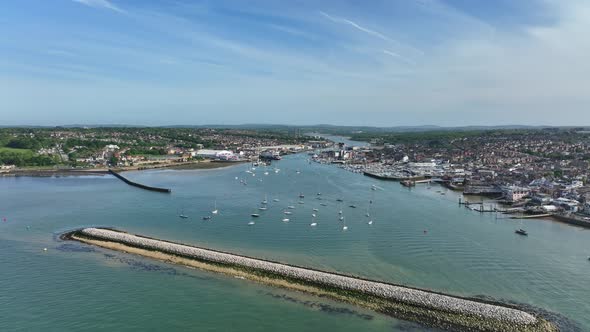 Yachts and Boats in the Estuary at Cowes on the Isle of Wight UK