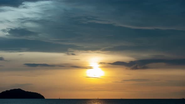 Time Lapse nature colorful pastel clouds Beautiful Light Sunrise or sunset sky clouds over sea.