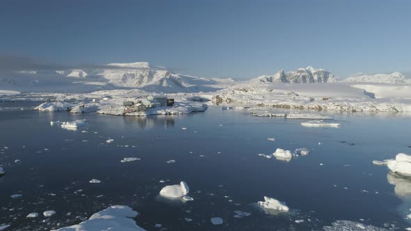 Drone View of Antarctic Science Station - Vernadsky Base.