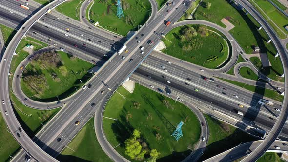 Freeway Intersection Traffic Trails in Moscow