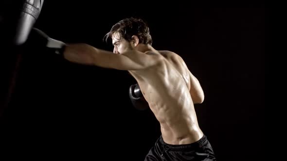 Athletic Male Workout Boxing Slow-Motion