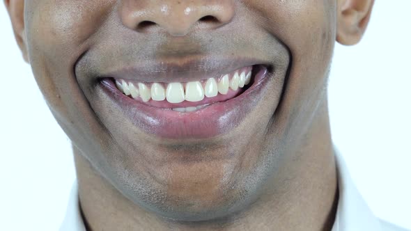 Smiling Black Man Lips Close Up