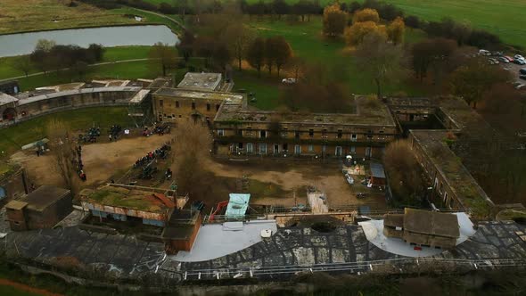 Ariel view of the Coalhouse Fort in  Essex, England. A 1860s artillery fort built to protect the low
