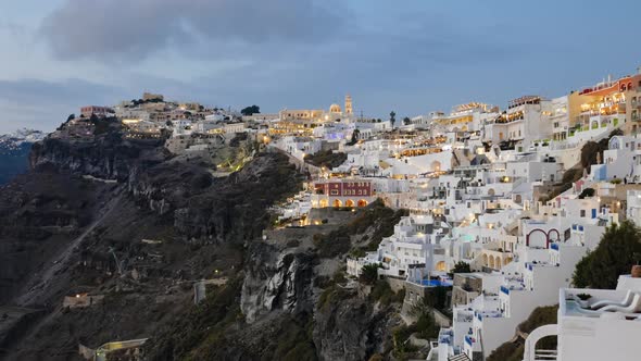 Sunset Timelapse of Fira Town, Santorini