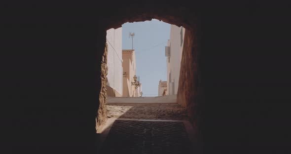An Alley From the Perspective Inside an Archway on the Small Island of Tabarca