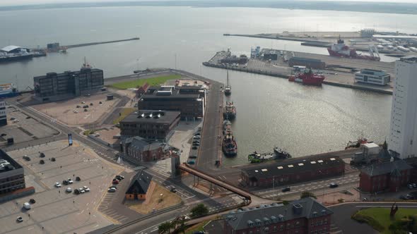 Aerial View of Esbjerg Harbor One of the Largest Harbor of the North Sea