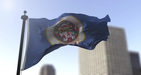 Minnesota state flag waving