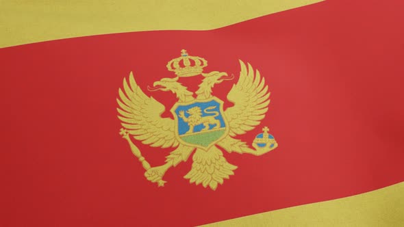 National Flag of Montenegro Waving Original Colors 3D Render Republic of Montenegro Flag Textile or