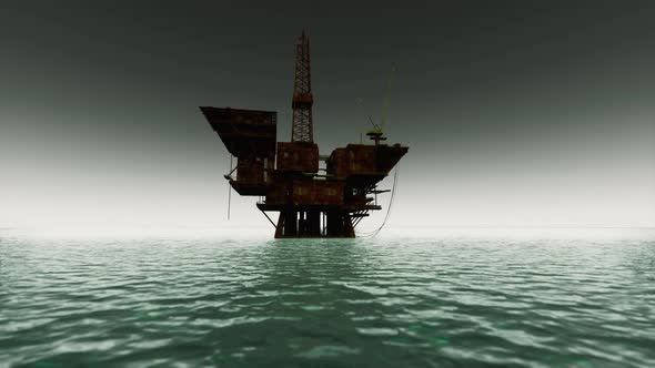 Old Abandoned Sea Rusty Drilling Platform alt