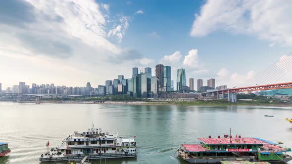 Time lapse of Modern metropolis skyline , Chongqing, China