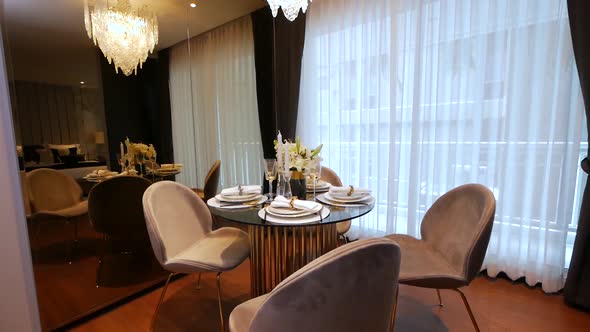 Beautiful Dining Area Fully Furnished with decorative objects