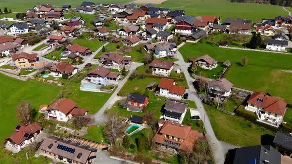 Beautiful view on an Village in Upper Austria Drone Video