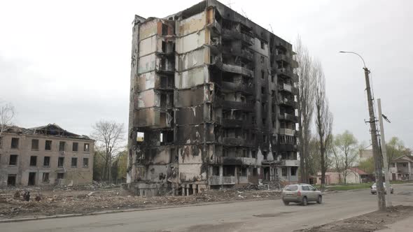 A Destroyed Residential Building in the City of Borodyanka As a Result of Bomb Attacks By the