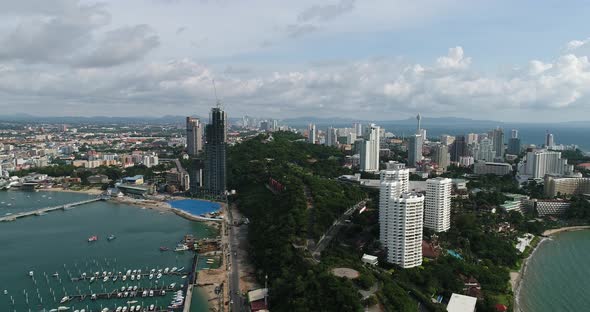 Aerial view Flying Pattaya beach Thailand