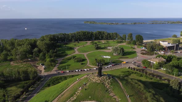 The Cherkasy City Beautiful Aerial view of the Dnieper River