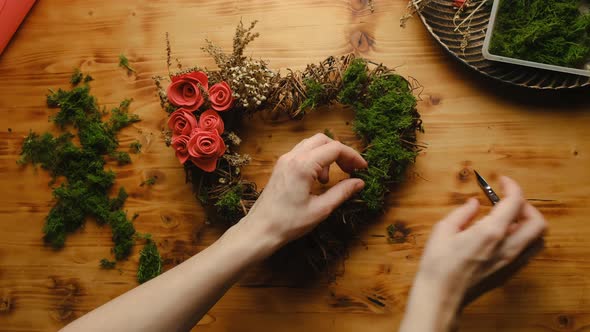 Female Hands Makes Spring Home Decoration