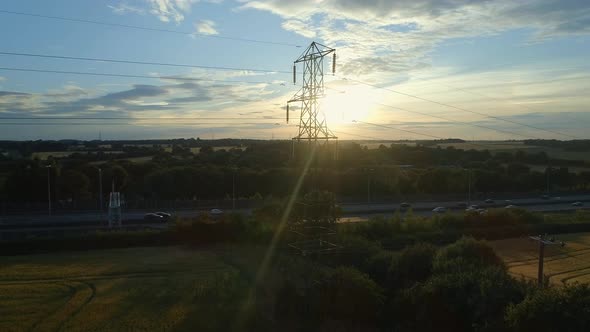 Aerial View of an Electricity Pylon