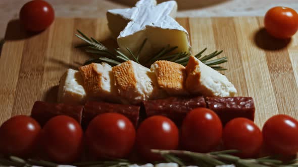 Flat Lay of Cheese and Meat Platter