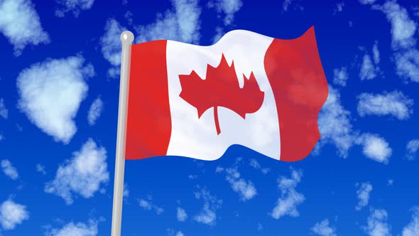 Canada Flying National Flag In The Sky