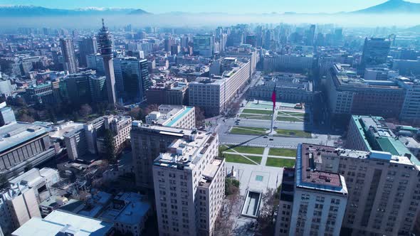 Santiago Chile. Cityscape downtown district of capital city of Chile.