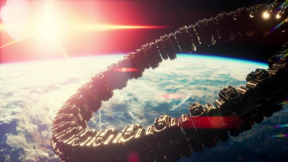 Unidentified Alien Spaceship Flying Near Earth Elements Furnished By NASA alt