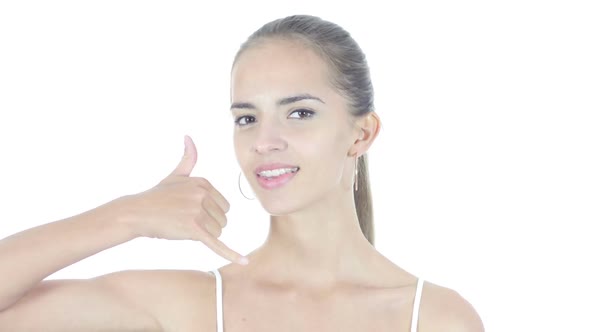 Close Up Of  Young Woman Face , White Background