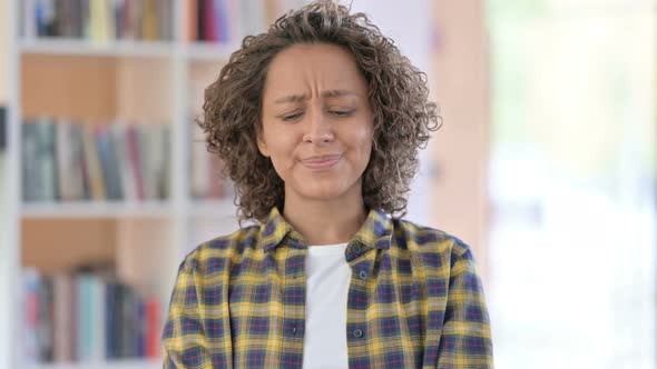 Portrait of Mixed Race Woman Shaking Head As No Sign