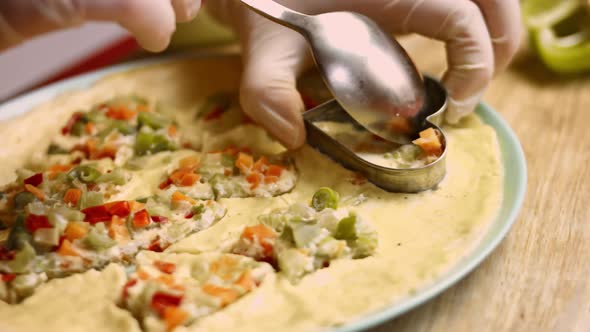 Eggs with Vegetables Into Cookie Cutters