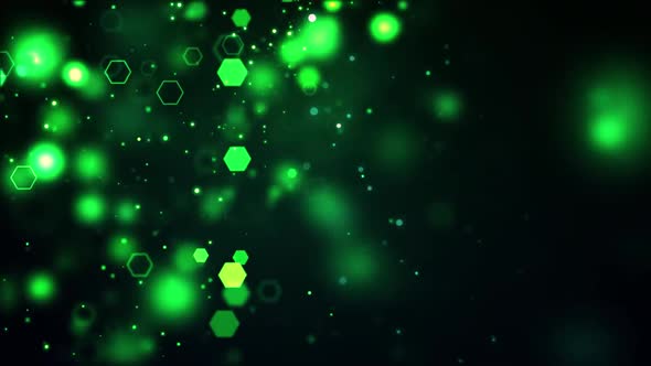 Green Particles In Black Environment For Chroma Effect
