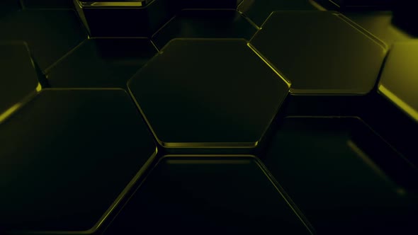 3D Hexagon Yellow Background Loop