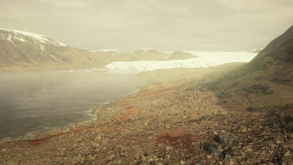 Big Glacier in Mountains in Alaska at Summer