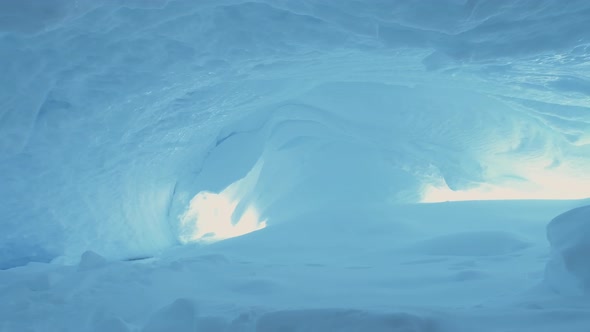 Antarctica Ice Cave Inside View. Polar Background.